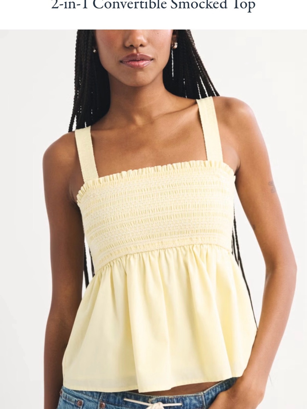 Abercrombie and Fitch 2-in1 Convertible Tank Top in Soft Yellow